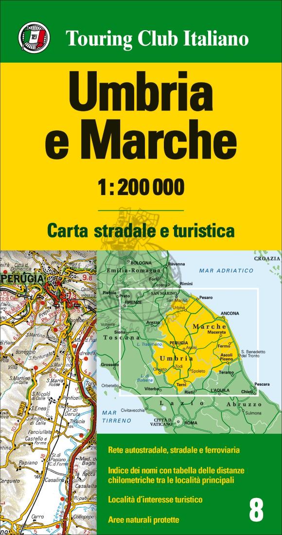 Umbria E Marche = Umbria And The Marches = Umbrien Und Marken = Ombrie Et Marches = Umbría Y Marche Road Map
