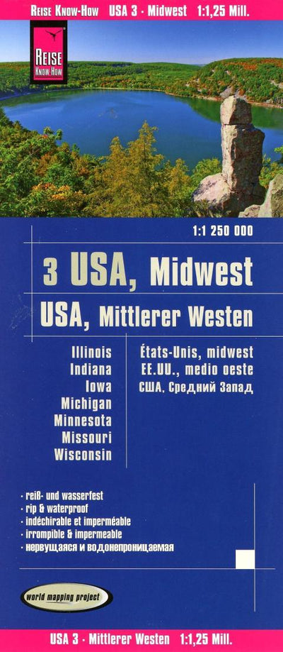 3 Usa, Midwest: 1:1 250 000 = Usa, Mittlerer Western: 1:1 250 000 = États-Unis, Midwest: 1:1 250 000 = Ee.Uu., Medio Oeste: 1:1 250 000 = ???, ??????? ?????: 1:1 250 000 Road Map