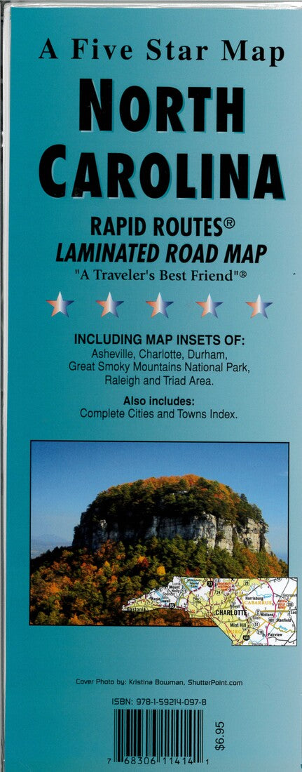 NorthCarolina: Rapid Routes: Laminated Road Map