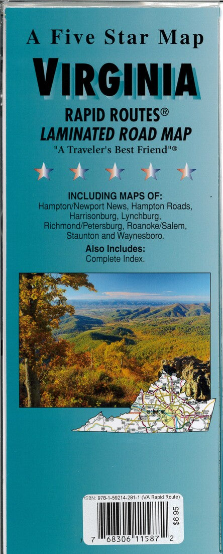 Virginia: Rapid Routes: Laminated Road Map