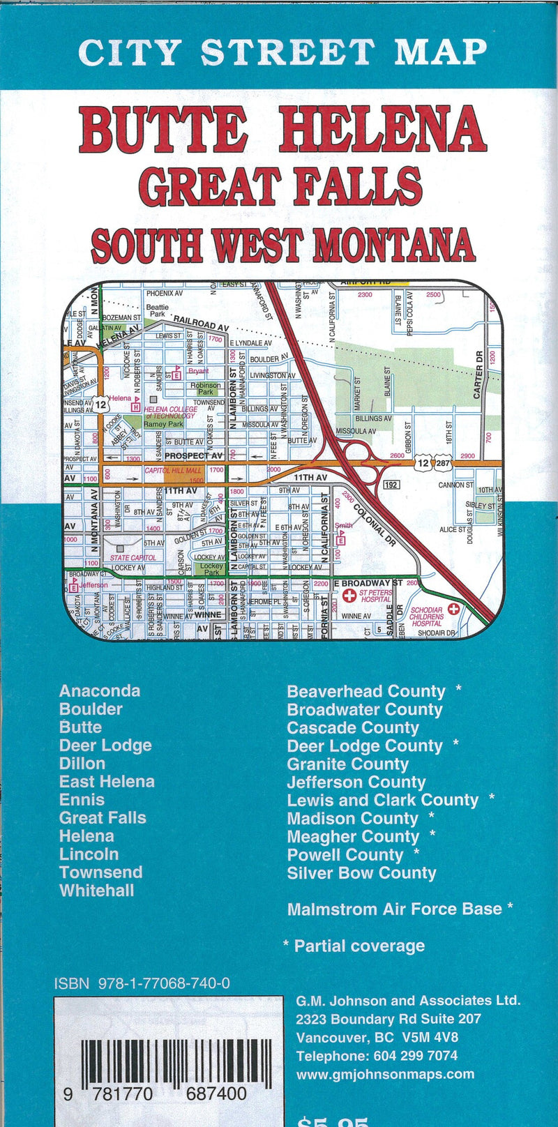 Great Falls: Butte: Helena: SouthWest Montana: City Street Map = Butte: Helena: Great Falls: SouthWest Montana: City Street Map