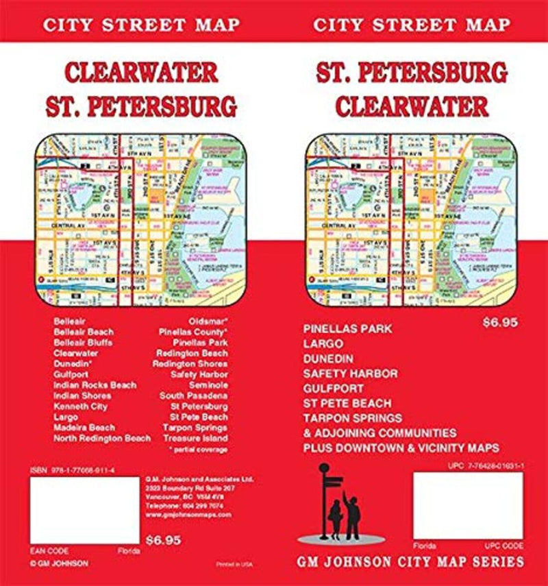 St. Petersburg And Clearwater, Florida Road Map