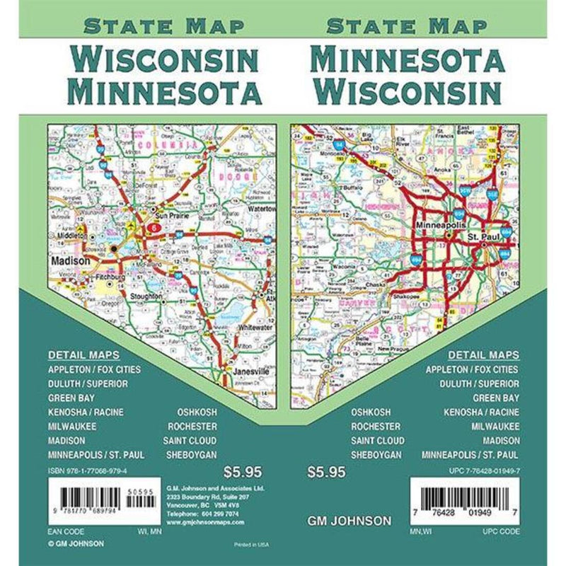 Minnesota & Wisconsin State Map