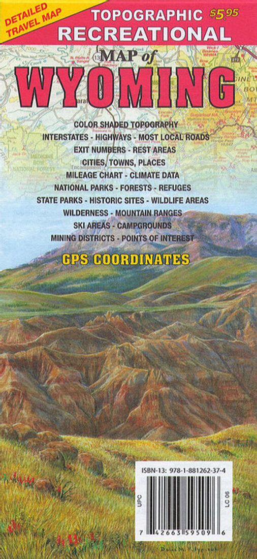 Topographic Recreational Map Of Wyoming