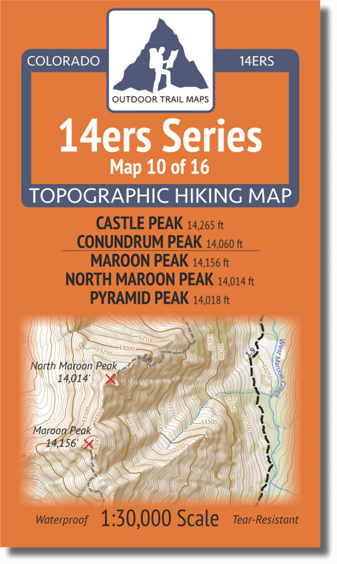 Colorado 14Ers Map Series 10 Of 16 - Castle, Conundrum | Maroon, NorthMaroon, Pyramid