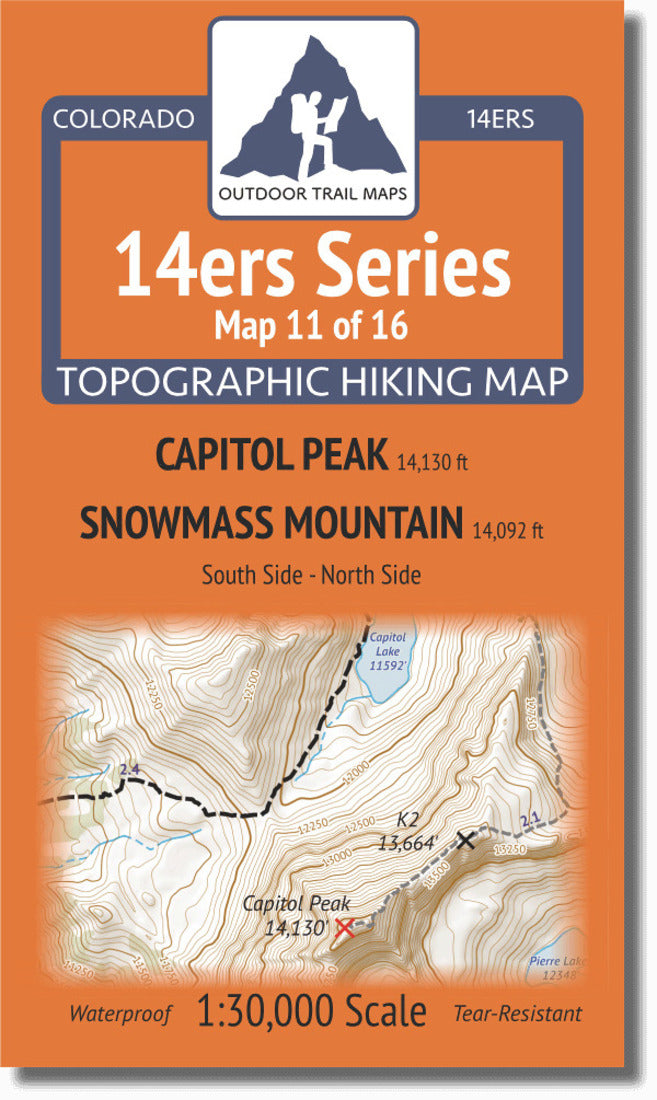 Colorado 14Ers Map Series 11 Of 16 - Capitol | Snowmass