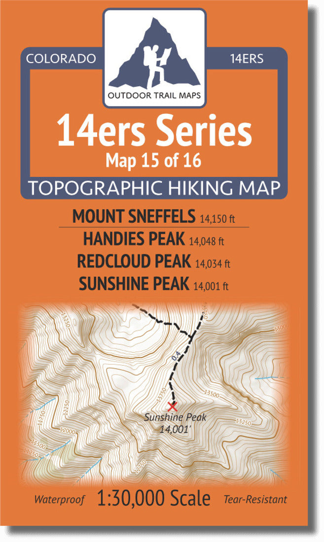 Colorado 14Ers Map Series 15 Of 16 - Sneffels | Handies, Redcloud, Sunshine