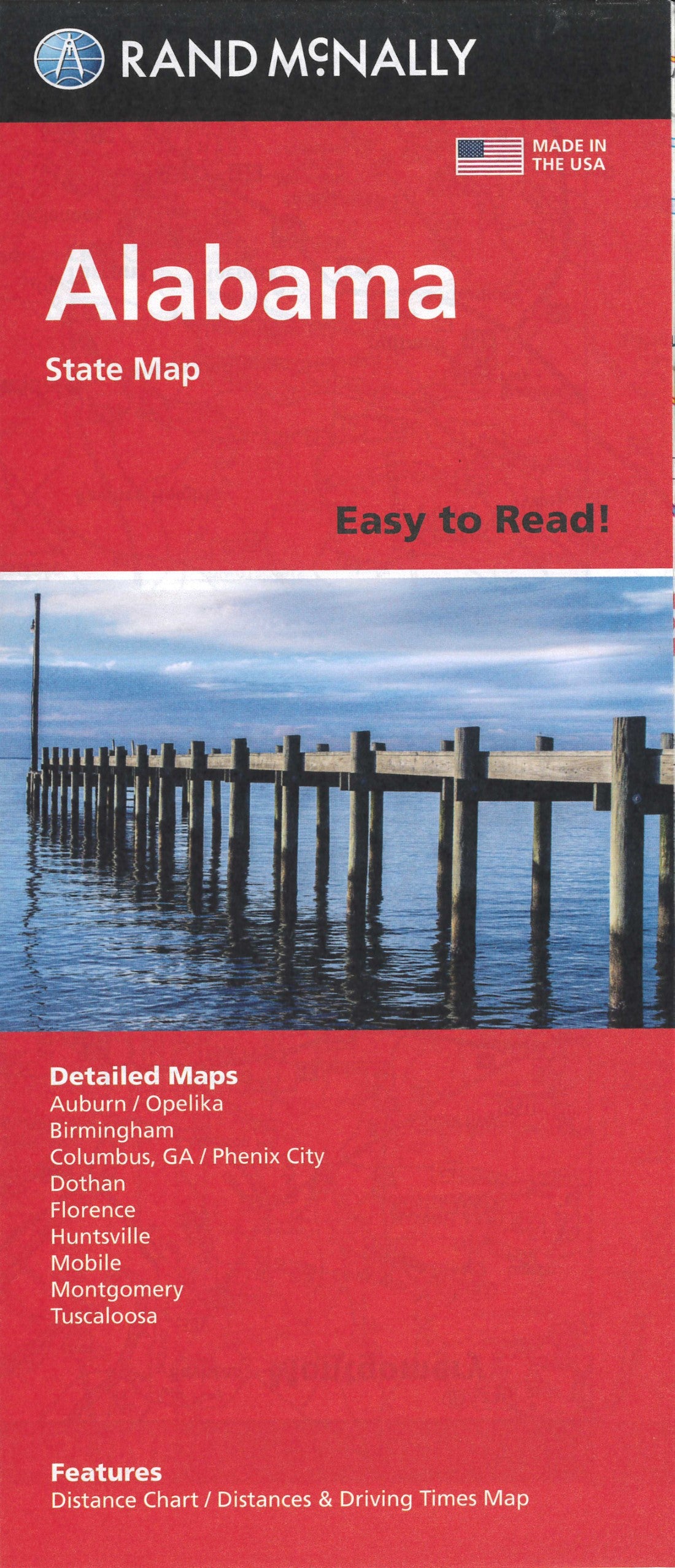 Alabama Easy To Read Folded Map