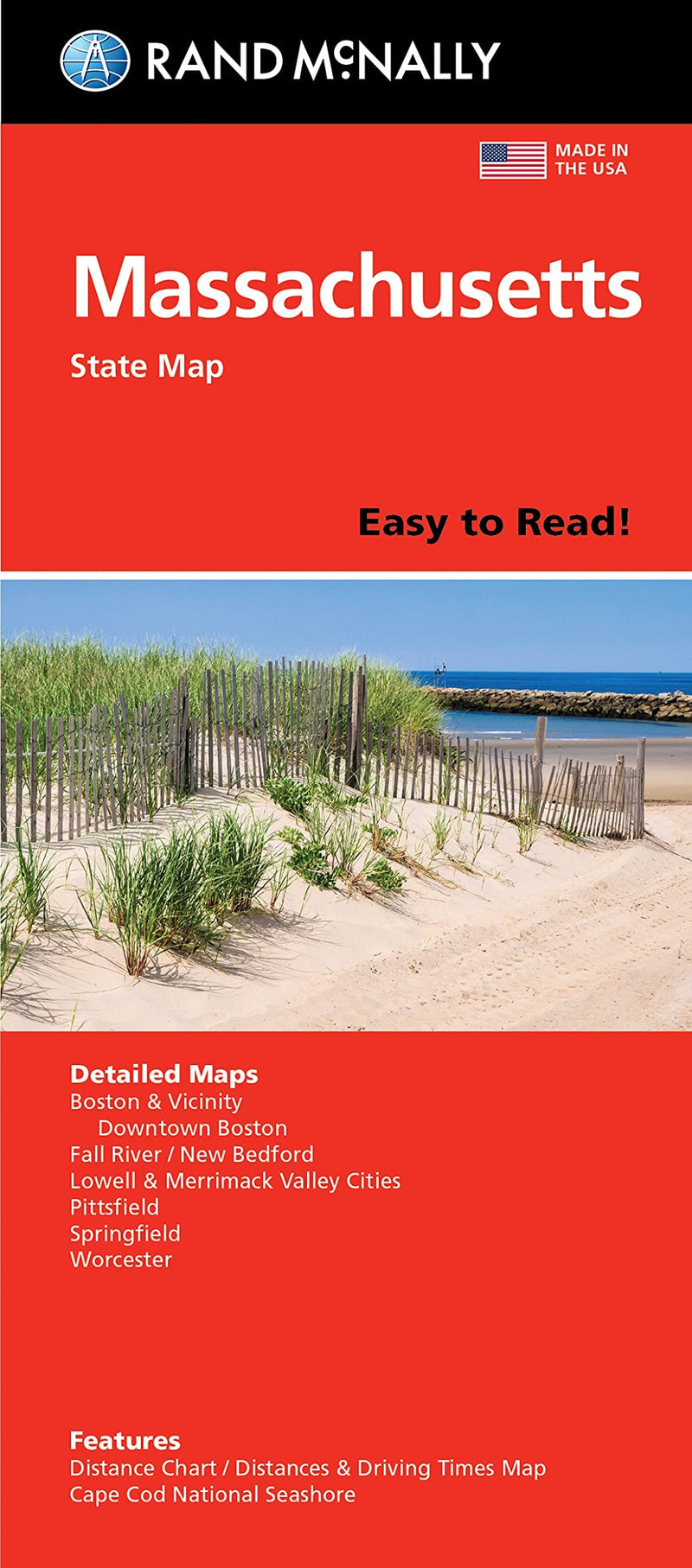 Massachusetts Easy To Read Folded Map