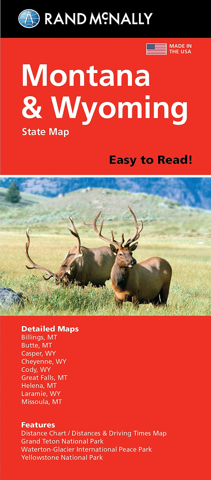 Montana & Wyoming Easy To Read Folded Map