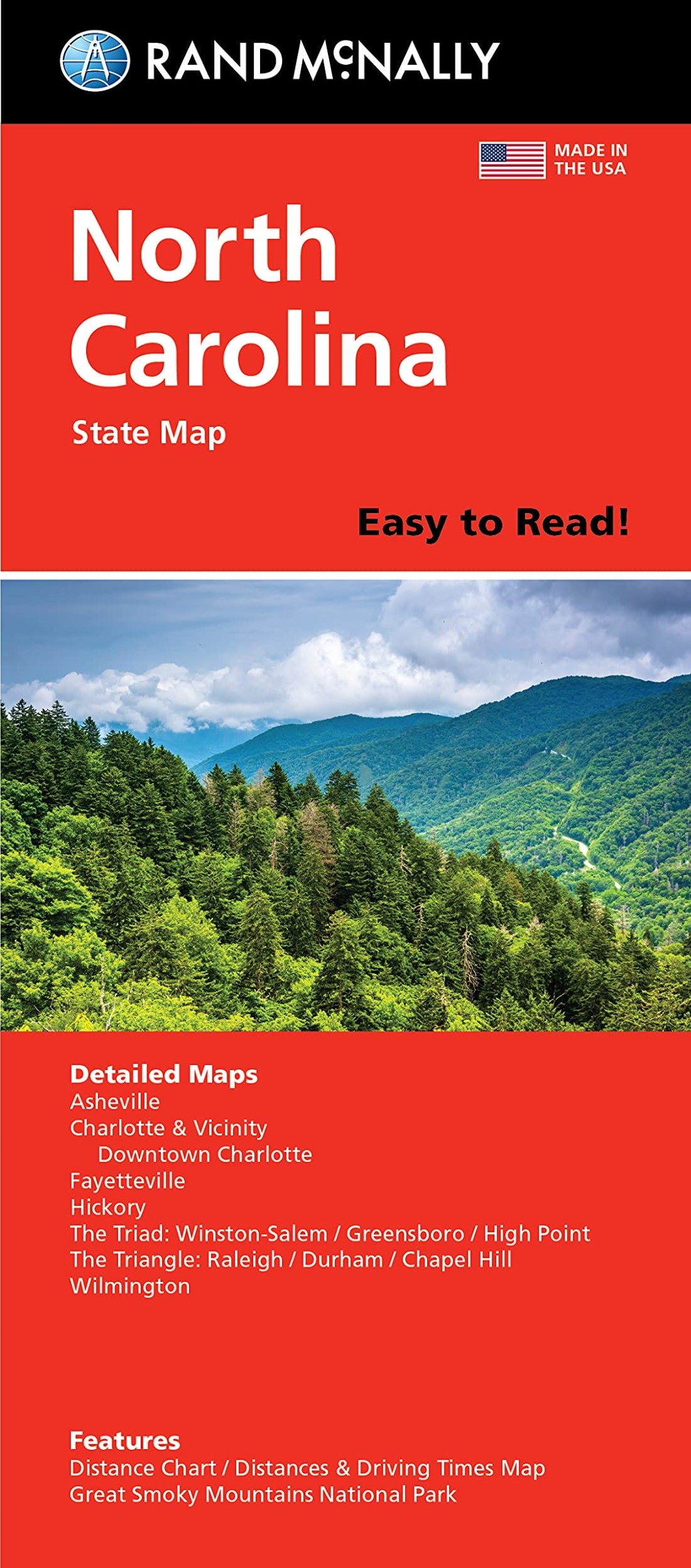NorthCarolina Easy To Read Folded Map