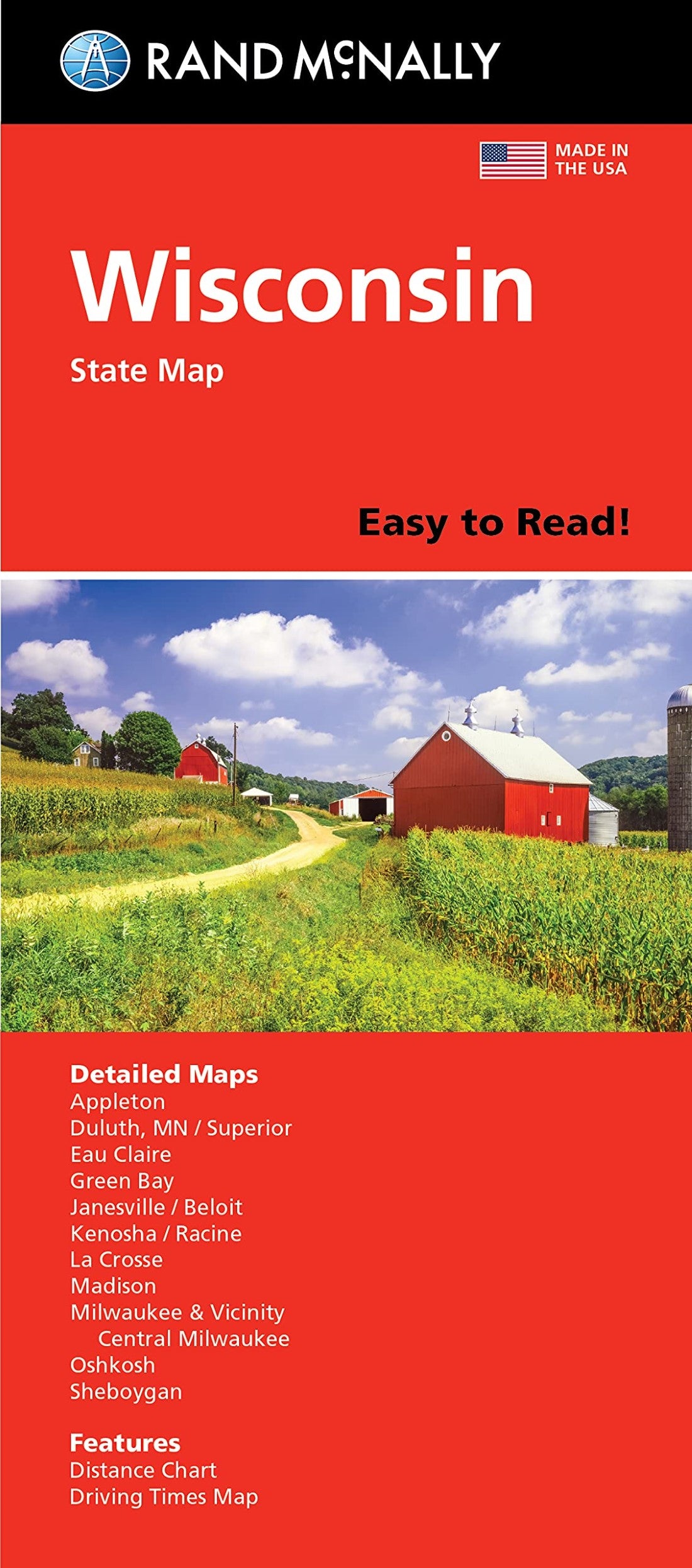 Wisconsin, Easy To Read State Map