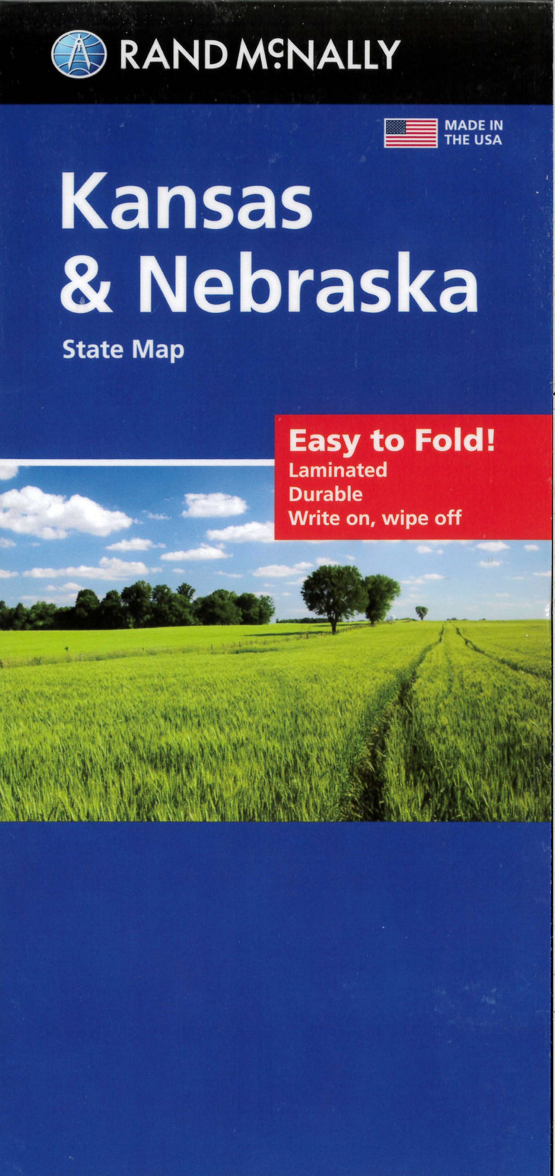 Kansas And Nebraska, Easy To Fold Road Map