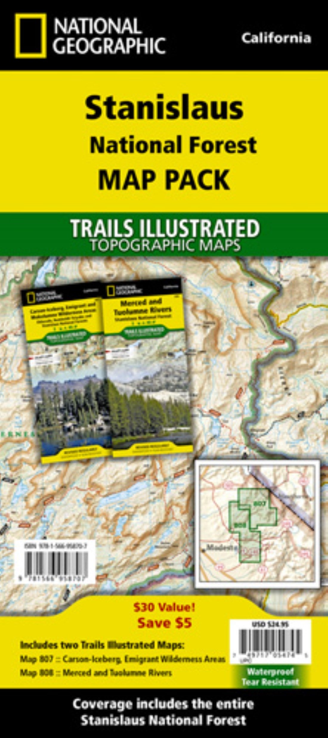In Stock Stanislaus National Forest [Map Pack Bundle] World Road Maps
