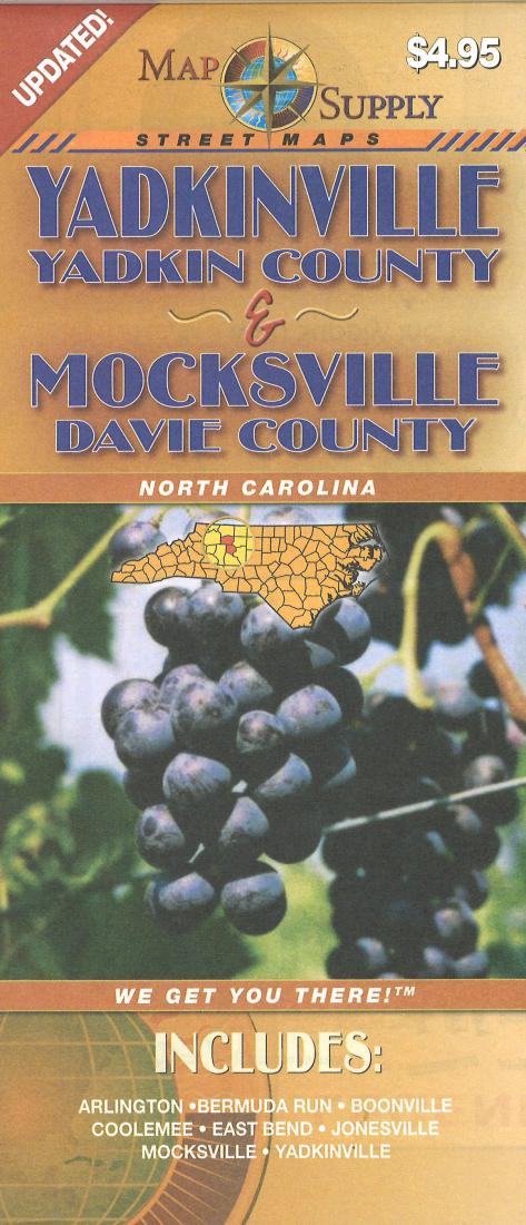 Yadkinville Yadkin County: Mocksville Davie County, NorthCarolina Road Map