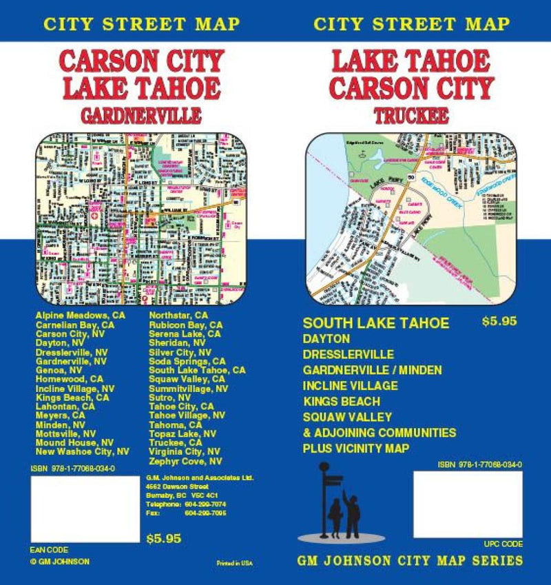 Lake Tahoe: Carson City: Truckee Road Map