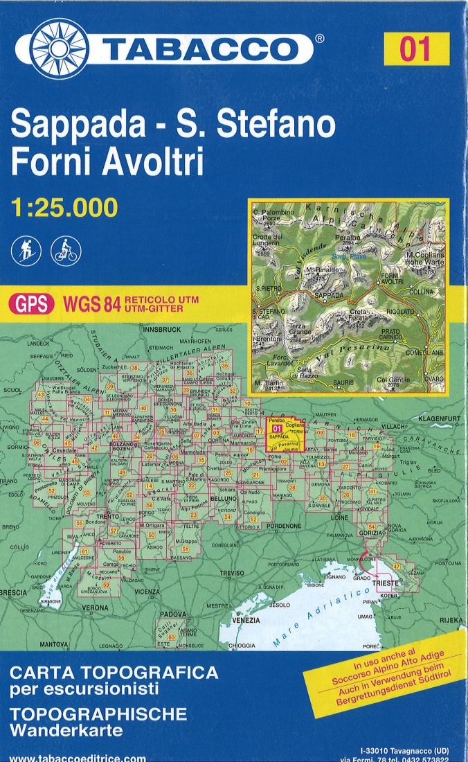 Sappada - S. Stefano - Forni Avoltri - Val Visdende Topographic Hiking Map