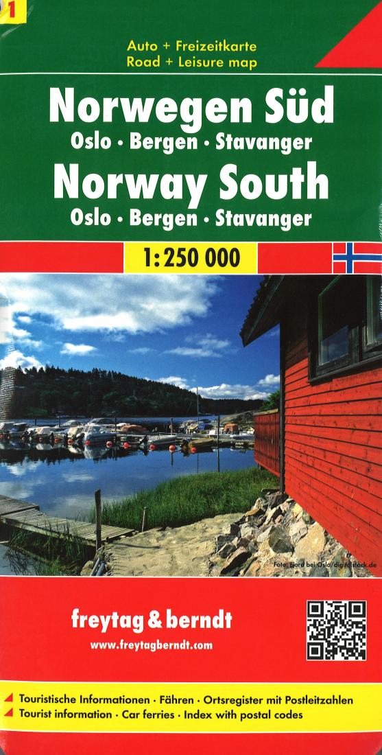 Norwegen Süd: Oslo: Bergen: Stavanger: Auto + Freizeitkarte: 1:250 000 = Norway South: Oslo: Bergen: Stavanger: Road + Leisure Map: 1:250 000