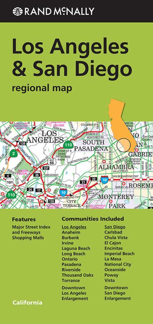 Los Angeles And San Diego, California Regional Road Map