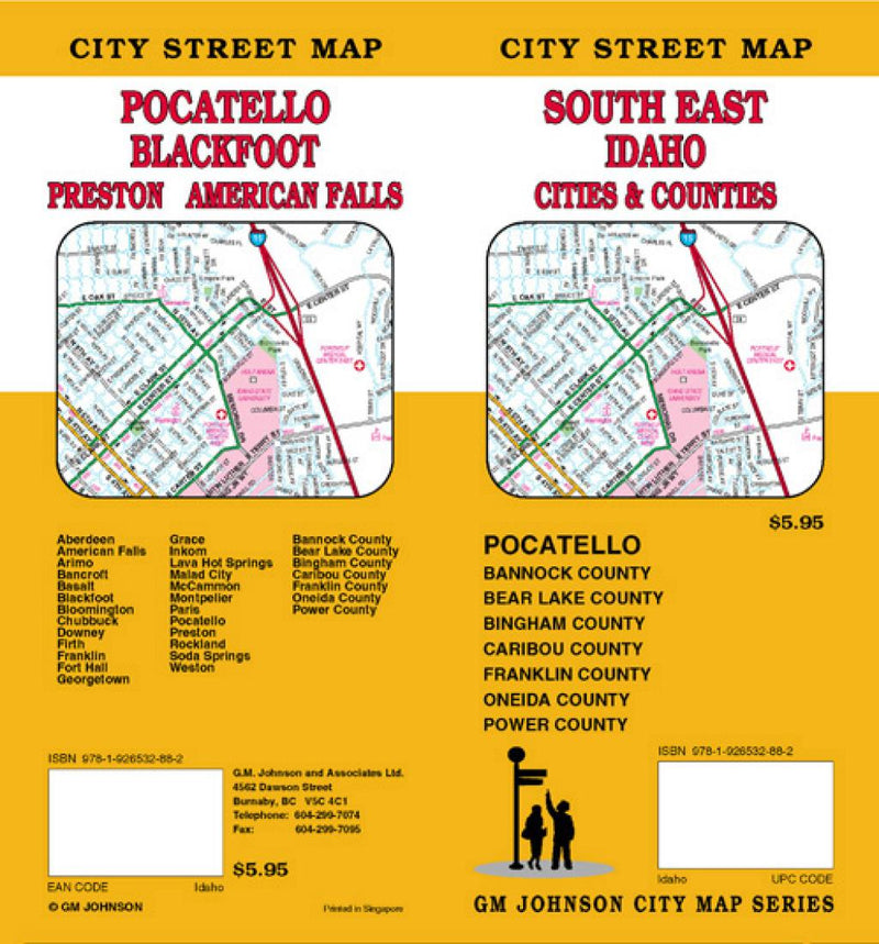 SouthEast Idaho: Cities And Counties: City Street Map = Pocatello: Blackfoot: Preston: American Falls: City Street Map