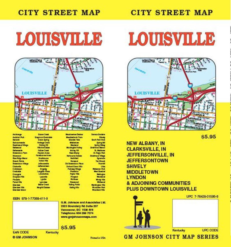 Louisville, Kentucky And New Albany, Indiana Road Map