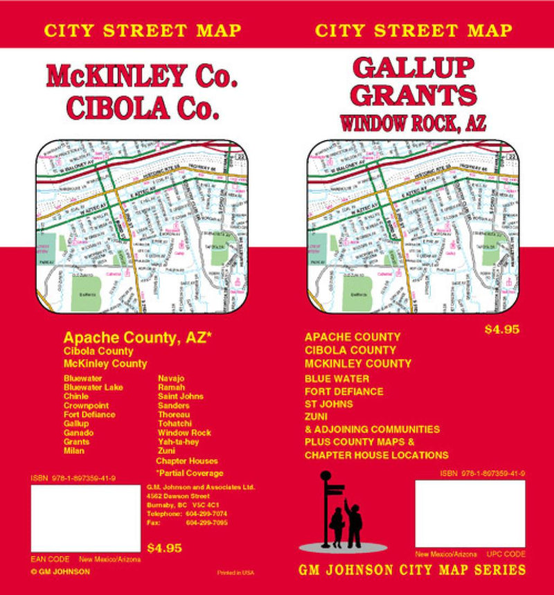 Gallup: Grants: Window Rock, Az: City Street Map = Mckinley Co.: Cibola Co.: City Street Map