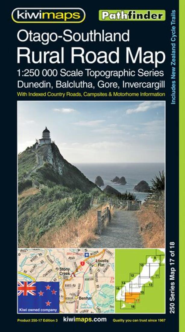Otago-Southland: Rural Road Map: 1:250,000 Scale Topographic Series: Dunedin, Balclutha, Gore, Invercargill