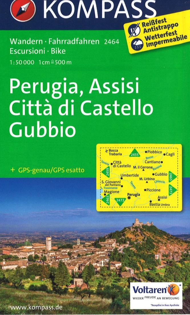 Perugia, Assisi, Citta Di Castello Gubbio Hiking Map