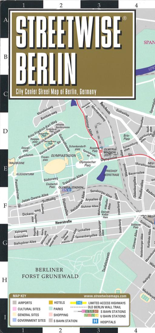 Streetwise Berlin: City Center Street Map Of Berlin, Germany