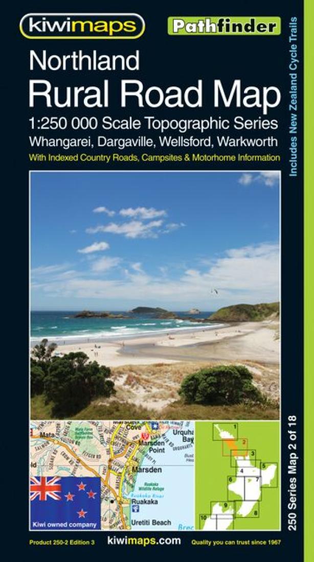 Northland: Rural Road Map: 1:250,000 Scale Topographic Map Series: Whangarei, Dargaville, Wellsford, Warkworth