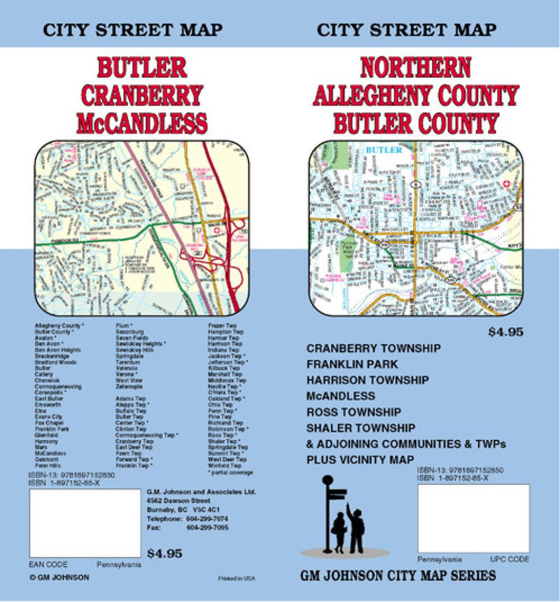 Northern Allegheny County: Butler County: City Street Map = Butler: Cranberry: Mccandless: City Street Map