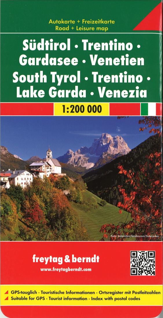 SouthTyrol, Trentino, Lake Garda And Venice, Italy Travel Map