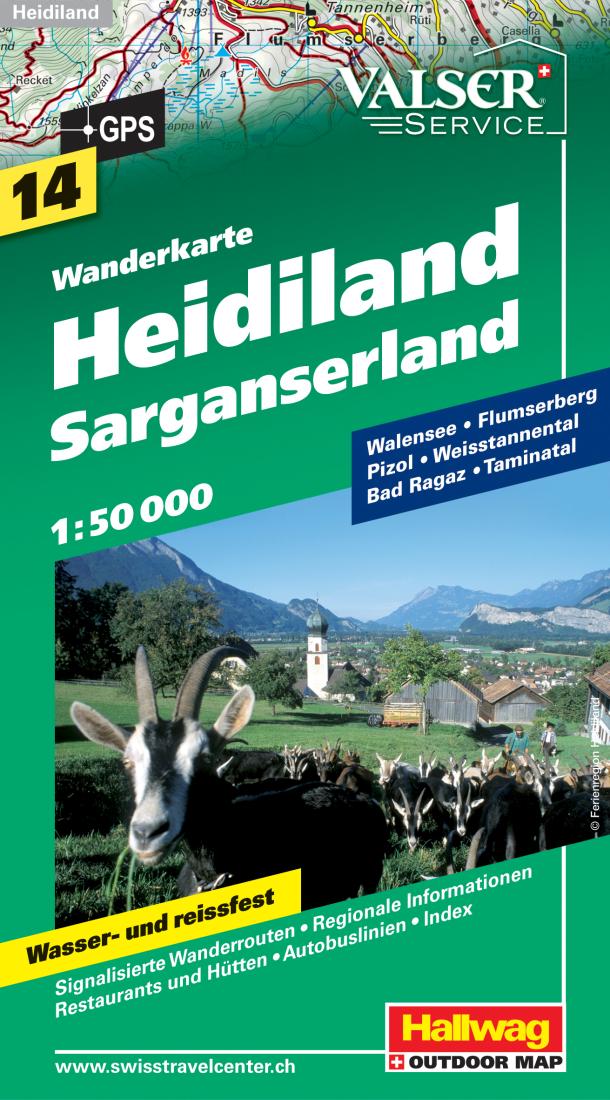 Heidiland: Sarganserland: Wanderkarte: 14