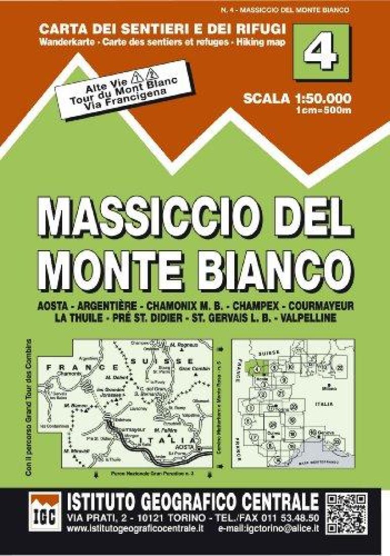 Massiccio Del Monte Bianco Hiking Map