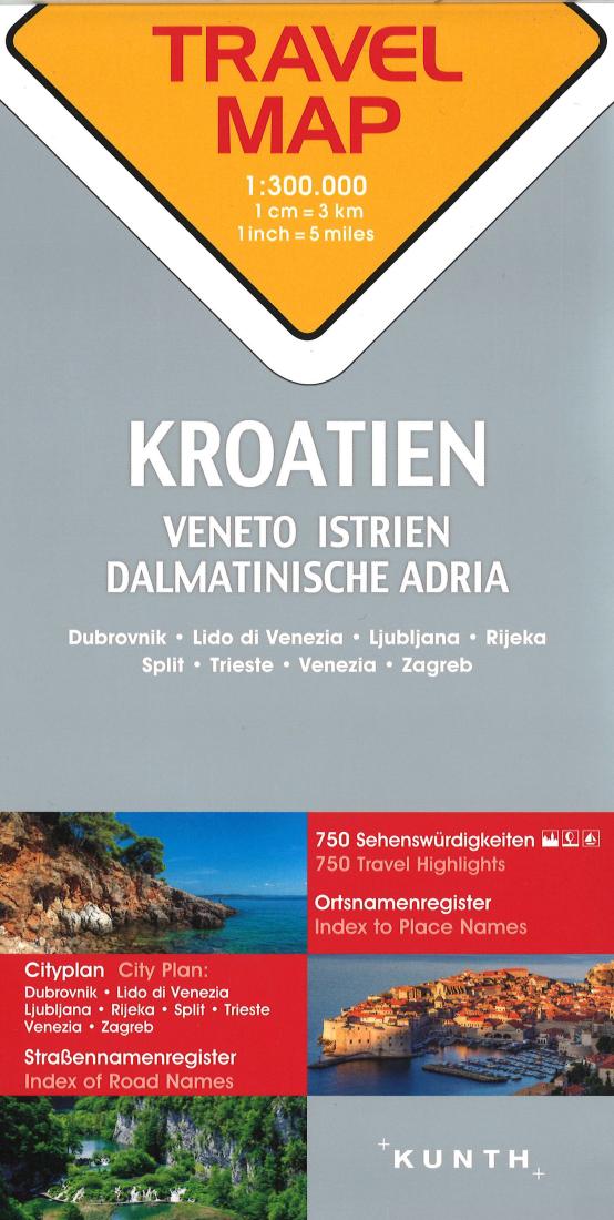 Kroatien: Veneto Istrien: Dalmatinische Adria: Dubrovnik, Lido Di Venezia, Ljubljana, Rijeka, Split, Trieste, Venezia, Zagreb = Croatia: Veneto Istria: Dalmatia: Dubrovnik, Lido Di Venezia, Ljubliana, Rijeka, Split, Trieste, Venezia, Zagreb Travel Map