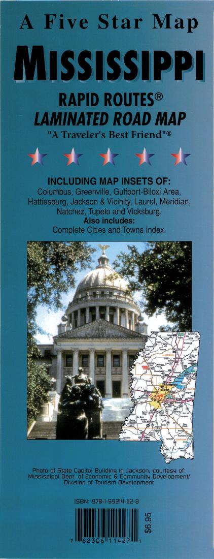 Mississippi: Rapid Routes: Laminated Road Map