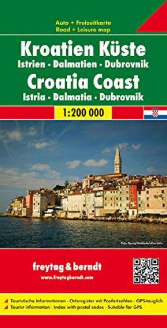 Kroatien Küste: Istrien: Dalmatien: Dubrovnik = Croatian Coast: Istria: Dalmatia: Dubrovnik Travel Map