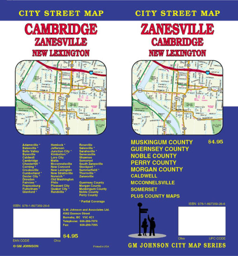 Zanesville: Cambridge: New Lexington: City Street Map = Cambridge: Zanesville: New Lexington: City Street Map