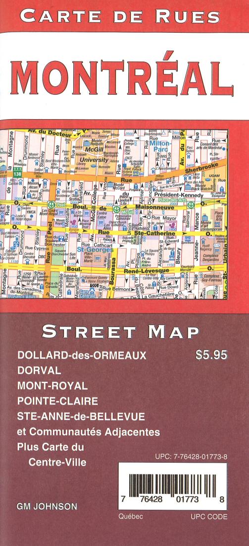 Montreal Street Map = Montrèal Carte De Rues