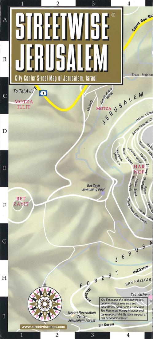 Streetwise Jerusalem: City Center Street Map Of Jerusalem, Israel