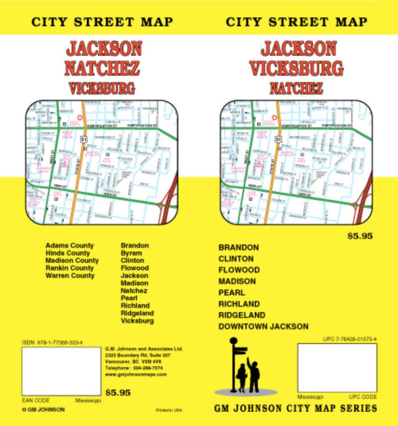 Jackson: Vicksburg: Natchez: City Street Map = Jackson: Natchez: Vicksburg: City Street Map