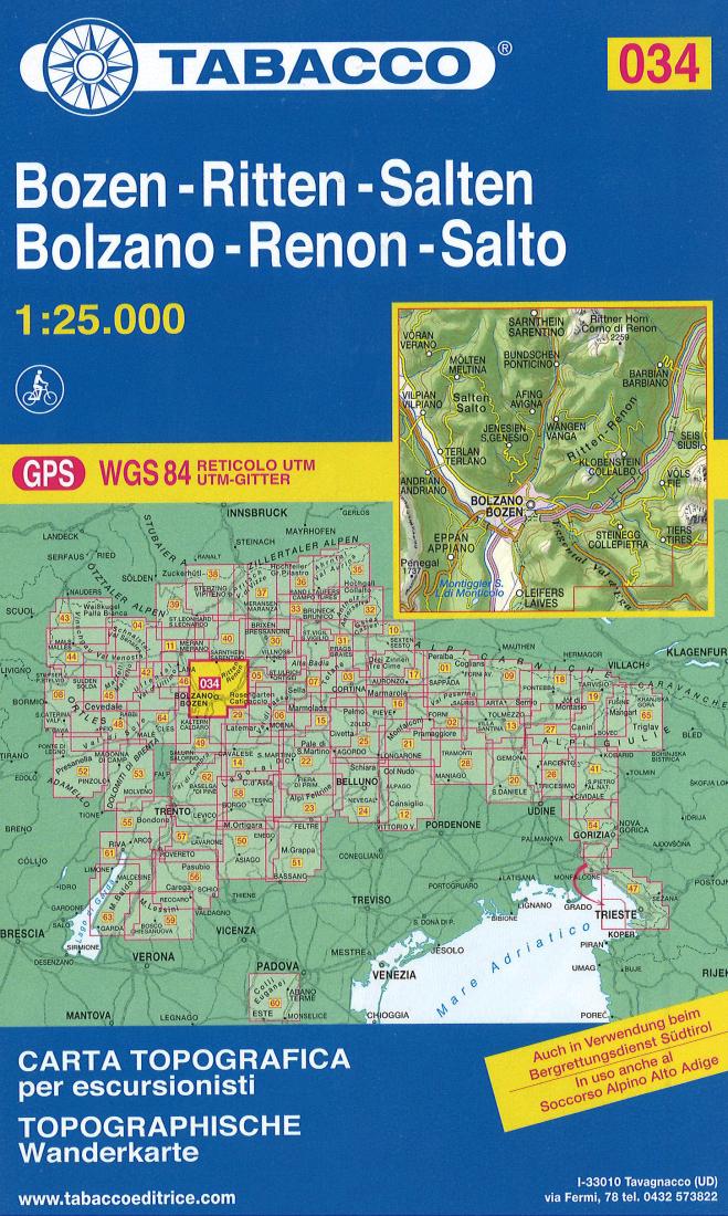 Bolzano And Renon Topographic Hiking Map