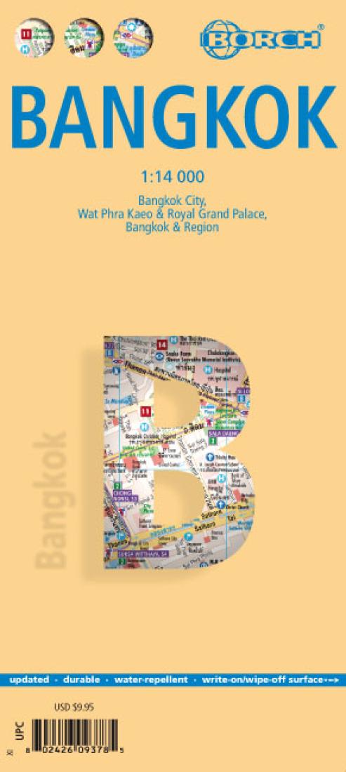 Bangkok: 1:14 000: Bangkok City, Wat Phra Kaeo & Royal Grand Palace, Bangkok & Region Travel Map