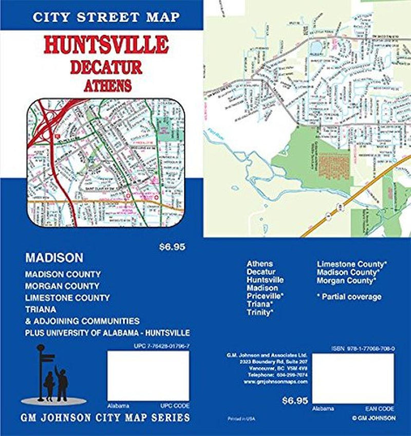 Huntsville: Decatur: Athens: City Street Map