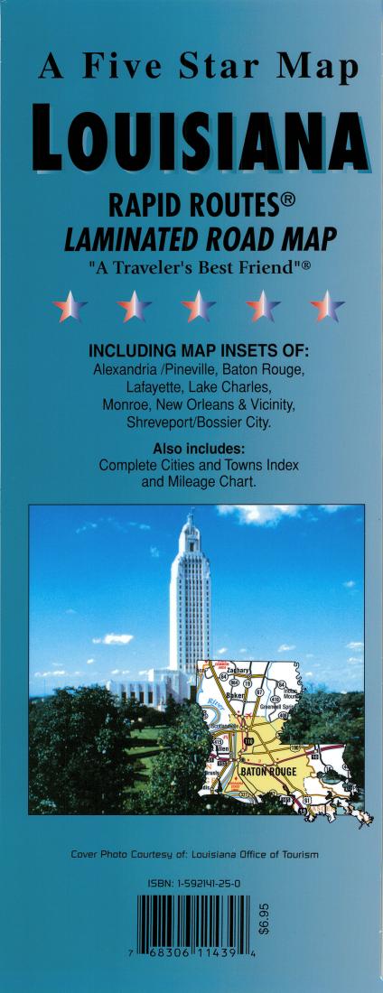 Louisiana: Rapid Routes: Laminated Road Map