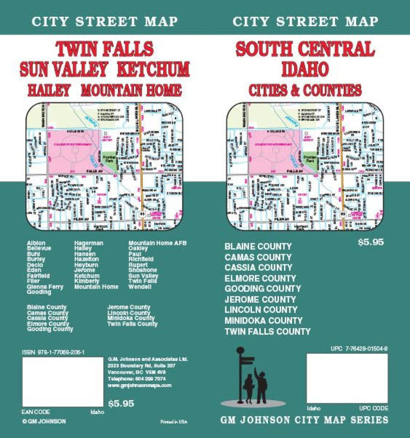 Twin Falls: Sun Valley: Ketchum: Hailey: Mountain Home: City Street Map = SouthCentral Idaho: Cities & Counties: City Street Map