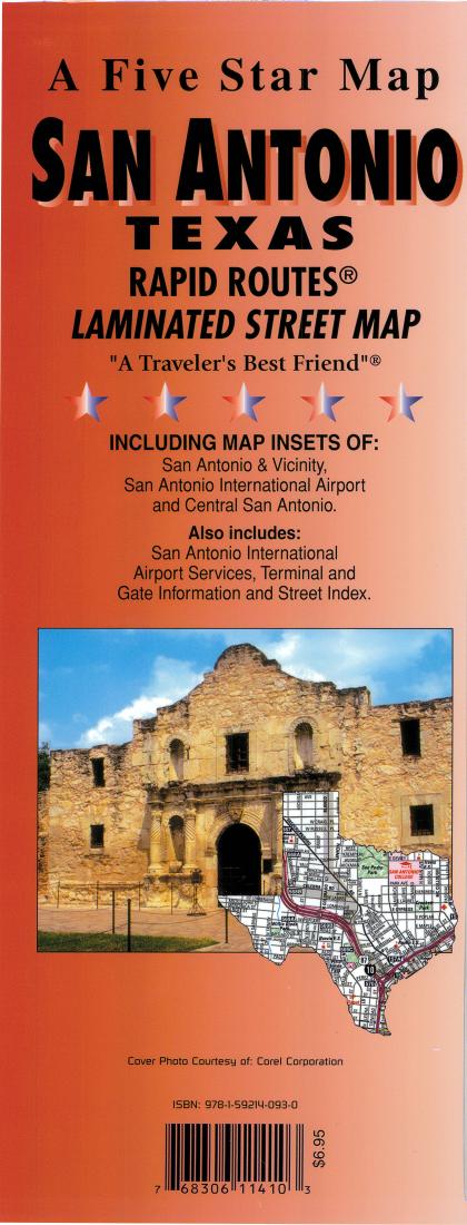 San Antonio: Texas: Rapid Routes: Laminated Road Map