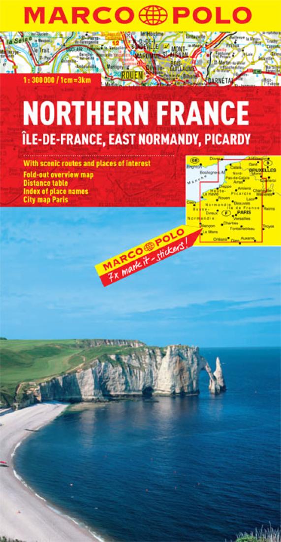 Northern France: Île-De-France, East Normandy, Picardy Travel Map