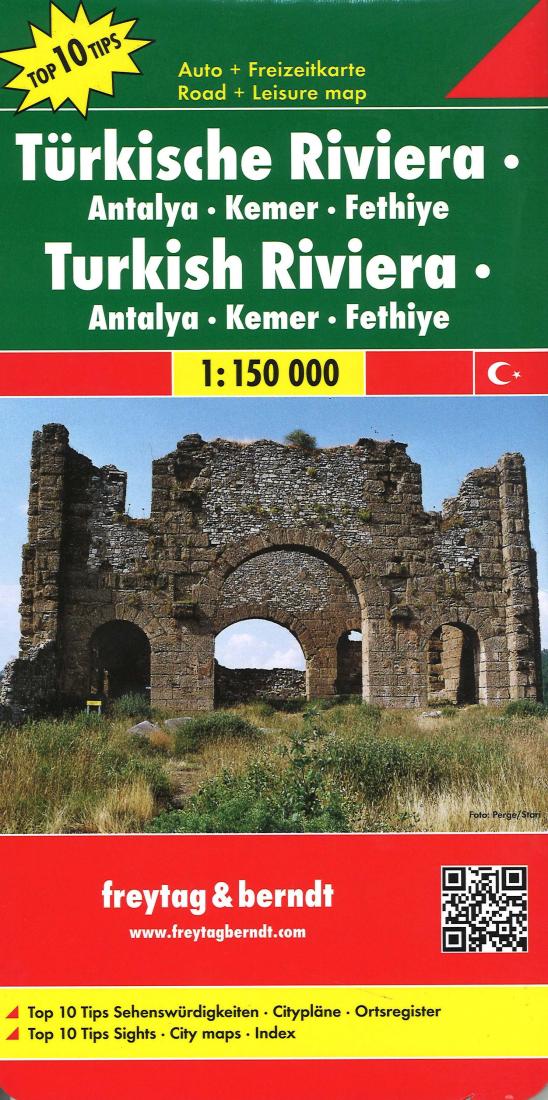 Türkische Riviera: Antalya: Kemer: Fethiye: 1:150,000: Auto + Freizeitkarte = Türk Riiyerasi: Antalya: Kemer: Fethiye: 1:150,000: Araba +Bo? Zaman Karti = Riviera Turque: Antalya: Kemer: Fethiye: 1:150,000: Carte Routière + De Loisirs Travel Map