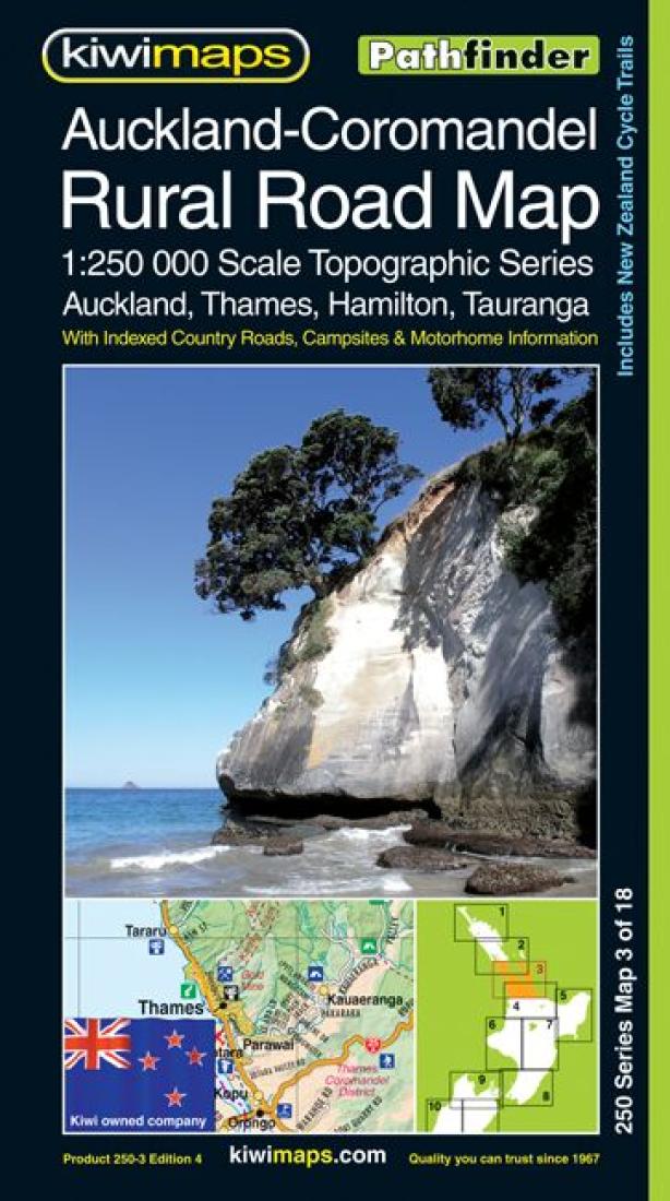 Auckland-Coromandel Rural Road Map: 1:250,000 Scale Topographic Series: Auckland, Thames, Hamilton, Tauranga